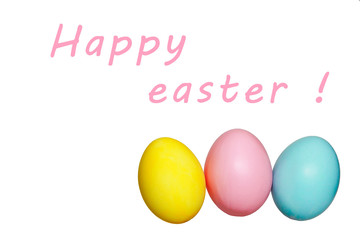 colorful eggs blue yellow pink for easter holiday