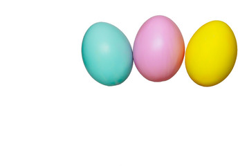 Fototapeta na wymiar colorful eggs blue yellow pink for easter holiday