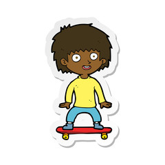 sticker of a cartoon boy on skateboard