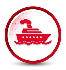 Cruise ship icon misty frozen red round button