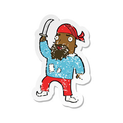 retro distressed sticker of a cartoon pirate