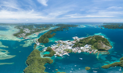 Wide angle aerial shot of Palau - obrazy, fototapety, plakaty