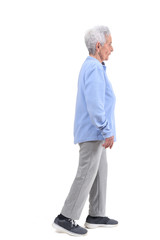 senior woman with sportsweare on white background