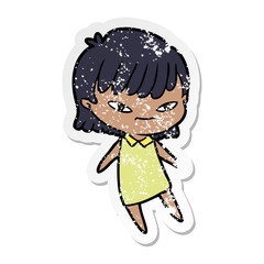 distressed sticker of a cartoon woman