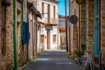 A quiet street in an old traditional village of Pano Lefkara. Larnaca District, Cyprus