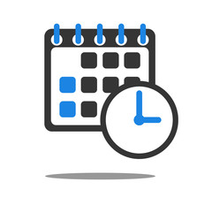 Calendar with clock icon - vector icon