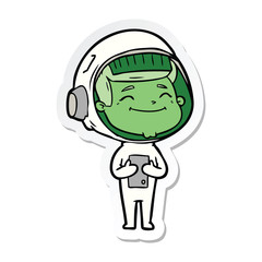 sticker of a happy cartoon astronaut