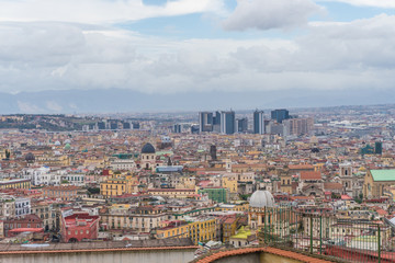 Panorama of Naples, view of the port in the Gulf of Naples. The province of Campania. Italy.