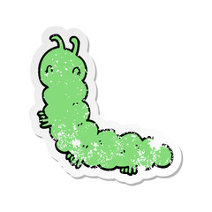 distressed sticker of a cartoon caterpillar