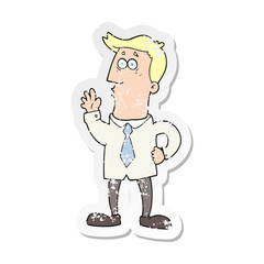 retro distressed sticker of a cartoon businessman