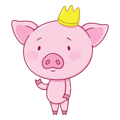 Obraz na płótnie Canvas Cute piggy in crown.