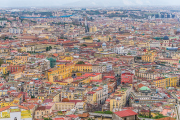 Obraz premium Panorama of Naples, view of the port in the Gulf of Naples. The province of Campania. Italy.