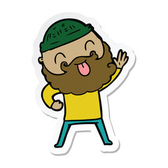 sticker of a man with beard sticking out tongue