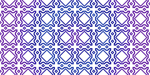 Vector Seamless Pattern With Abstract Traditional Geometric Style. Repeating Sample Figure And Line. Paper For Scrapbook. Blue purple gradient