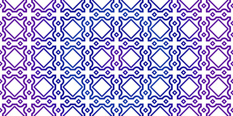 Vector Seamless Pattern With Abstract Traditional Geometric Style. Repeating Sample Figure And Line. Paper For Scrapbook. Blue purple gradient