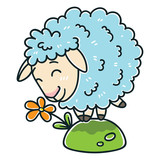 Sheep with a flower.