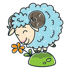 Obraz premium Sheep with a flower.
