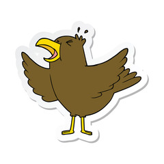 sticker of a cartoon bird squawking