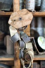 Industrial workshop items on display