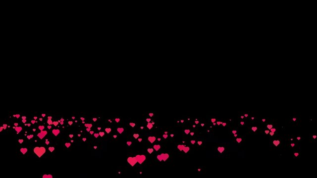  Flying  Hearts in flat style with Black Background . Romance Concept