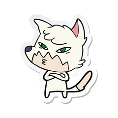 sticker of a clever cartoon fox