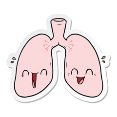 sticker of a cartoon happy lungs