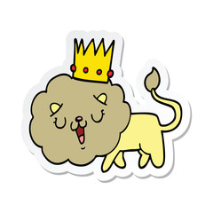 sticker of a cartoon lion with crown