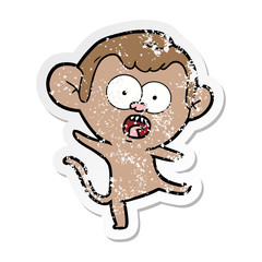 Obraz na płótnie Canvas distressed sticker of a cartoon shocked monkey