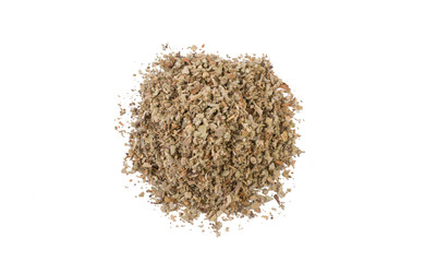 salvia or sage heap isolated on white background. top view