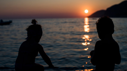 young couple at sunset