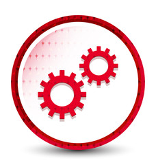 Process icon misty frozen red round button