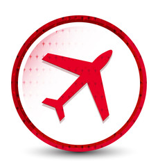 Plane icon misty frozen red round button