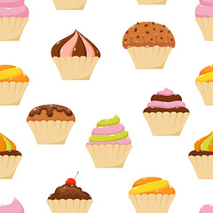 Seamless Background with Cupcakes