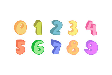 Vector hand drawn 3D line art numbers set. Signs as sketched art, ouline font. Latin alphabet numbers from 1 to 0. Isolated without background. Funny text for birthday party, creative numeric text.