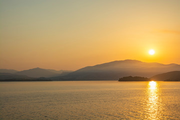 golden sunrise in greece
