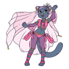 Cute cat woman belly dancer.