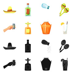 Vector design of cafe and Latin logo. Set of cafe and national stock symbol for web.