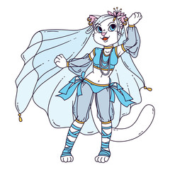 Cute cat woman belly dancer.