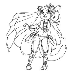 Cute cat woman belly dancer.
