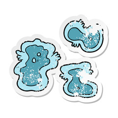 distressed sticker of a cartoon germs