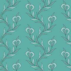 Seamless floral pattern in blue tones.