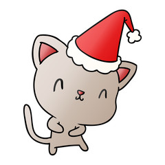 christmas gradient cartoon of kawaii cat