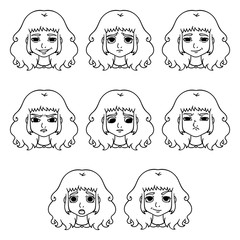 Set of woman's emotions. Facial expression.