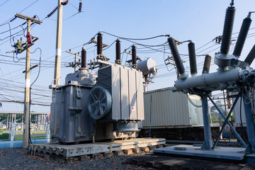 High voltage transformer with power supply station