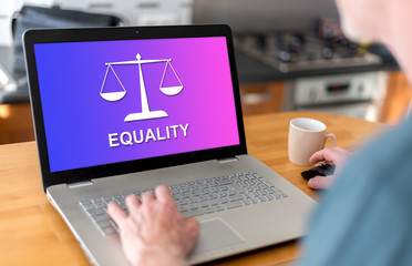 Fototapeta na wymiar Equality concept on a laptop