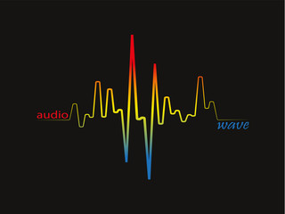 Obraz premium Vector Rainbow pulse player logo on black