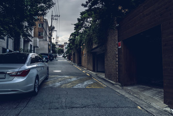 narrow street at dusk in Seoul