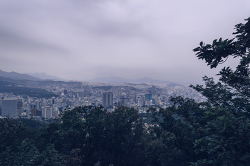 Seoul cityscape at dusk time from Namsan park