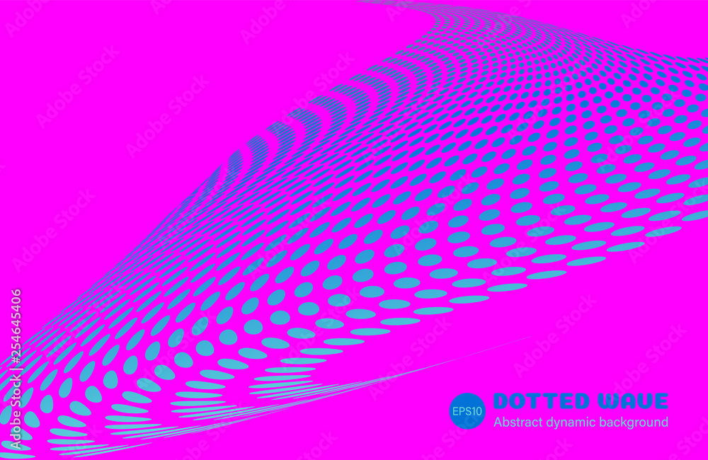 Poster dotted dynamic waves backdrop in minimalist style