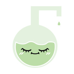 flat color retro cartoon science experiment